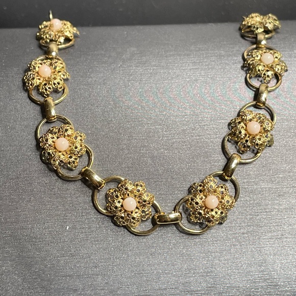 Vintage Gold Filled Panel Link Flower Bracelet Size 7 Needs Clasp See All Images - Picture 7 of 10